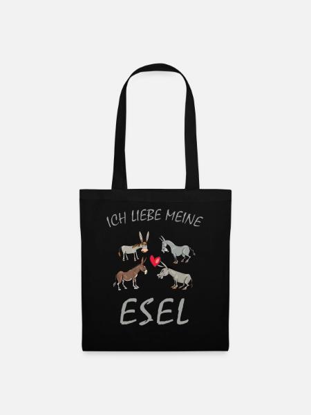 Esel - Ich liebe meine Esel, Bauernhof Landwirt - Stoffbeutel - Schwarz