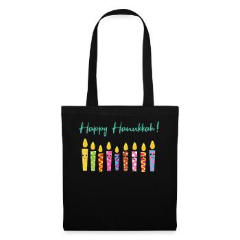 Cute Happy Hanukkah Candles Menorah Jewish - Tote Bag - black - Front