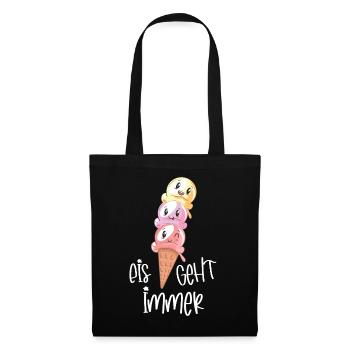 Eiscreme Lover Kawaii "Eis geht immer" - Stoffbeutel - Schwarz - Vorne