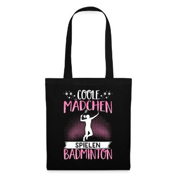 Coole Mädchen Spielen Badminton Geschenk Federball - Stoffbeutel - Schwarz - Vorne