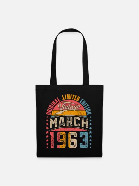 1963 Geburtsjahr März Geburtstag - Stoffbeutel - Schwarz