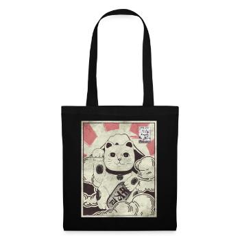 Japanese Aesthetic Maneki Neko Cat postage stamp - Tote Bag - black - Front