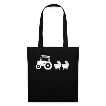 Tractor with baby cart - Twins - Tote Bag - black - Front
