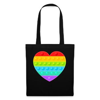 Pop It Popit Herz Bunt Regenbogen - Stoffbeutel - Schwarz - Vorne