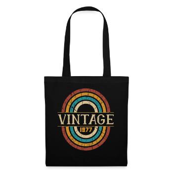 Vieux Rétro Vintage Fait 1977 Pièces Naissance Naissance Né - Sac en tissu - noir - Devant