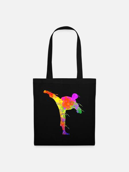 Tae Kwon Do Karate Colorful Silhouette for Girls - Tote Bag - black