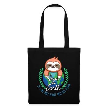 Sauvez la Terre Planète paresseuse Kawaii Sauvez la journée - Sac en tissu - noir - Devant