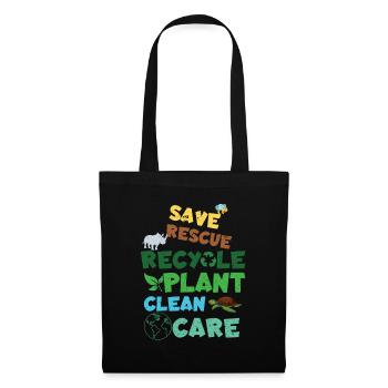 Save Rescue Clean Planet Save Earth Day - Stoffbeutel - Schwarz - Vorne