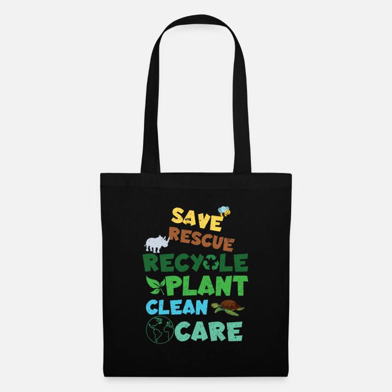 Save Rescue Clean Planet Save Earth Day - Stoffbeutel - Schwarz