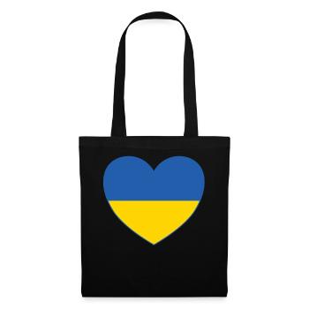 Ukraine Flagge Herz - Stoffbeutel - Schwarz - Vorne