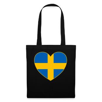 Schweden Flagge Herz - Stoffbeutel - Schwarz - Vorne