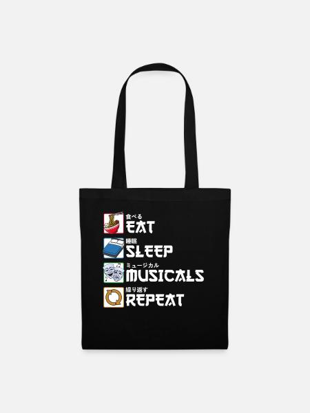 Eat Sleep Musicals Repeat Theater Maske Geschenk - Stoffbeutel - Schwarz