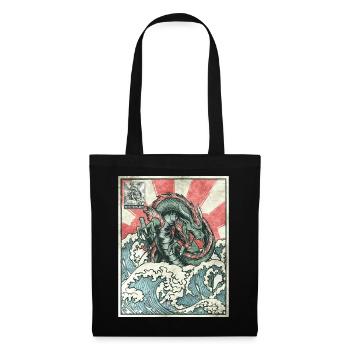 Dragon Kanagawa Wave Stamp Japanese Aesthetic - Tote Bag - black - Front