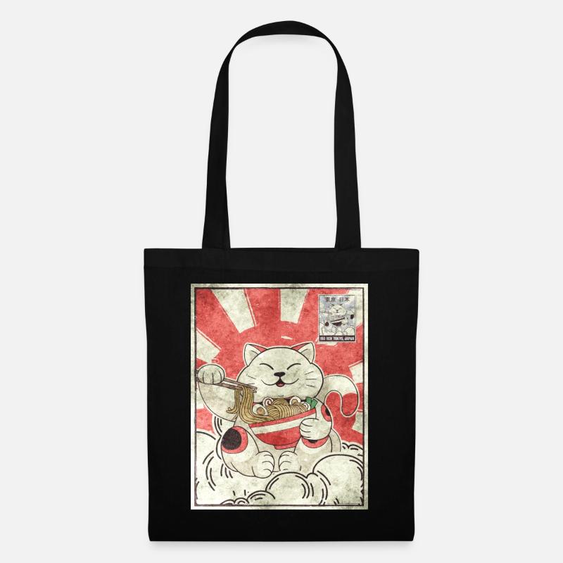 Maneki Neko Ramen Stempel Japanisch Ästhetisches G - Stoffbeutel - Schwarz