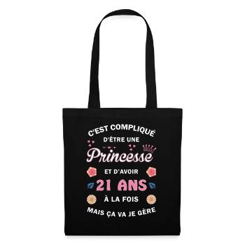 Cadeau 21 ans Princesse 21e Anniversaire Humour - Sac en tissu - noir - Devant