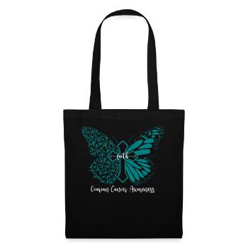 Ovarian Cancer Faith Butterfly Cross Gift - Tote Bag - black - Front