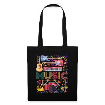 Music Instrument Collage Art - Tote Bag - black - Front