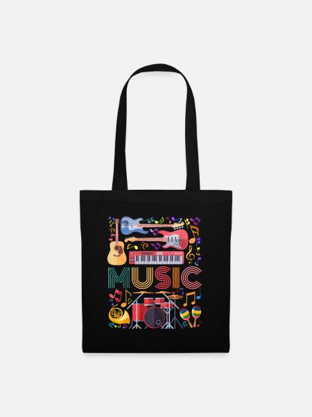 Music Instrument Collage Art - Tote Bag - black