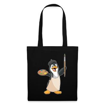 Pinguin Maler Pinsel Malen - Stoffbeutel - Schwarz - Vorne