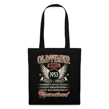 1953 Geboren Geburtstag Oldtimer - Stoffbeutel - Schwarz - Vorne