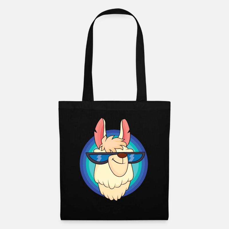 Cooles Lama mit Sonnenbrille - Stoffbeutel - Schwarz