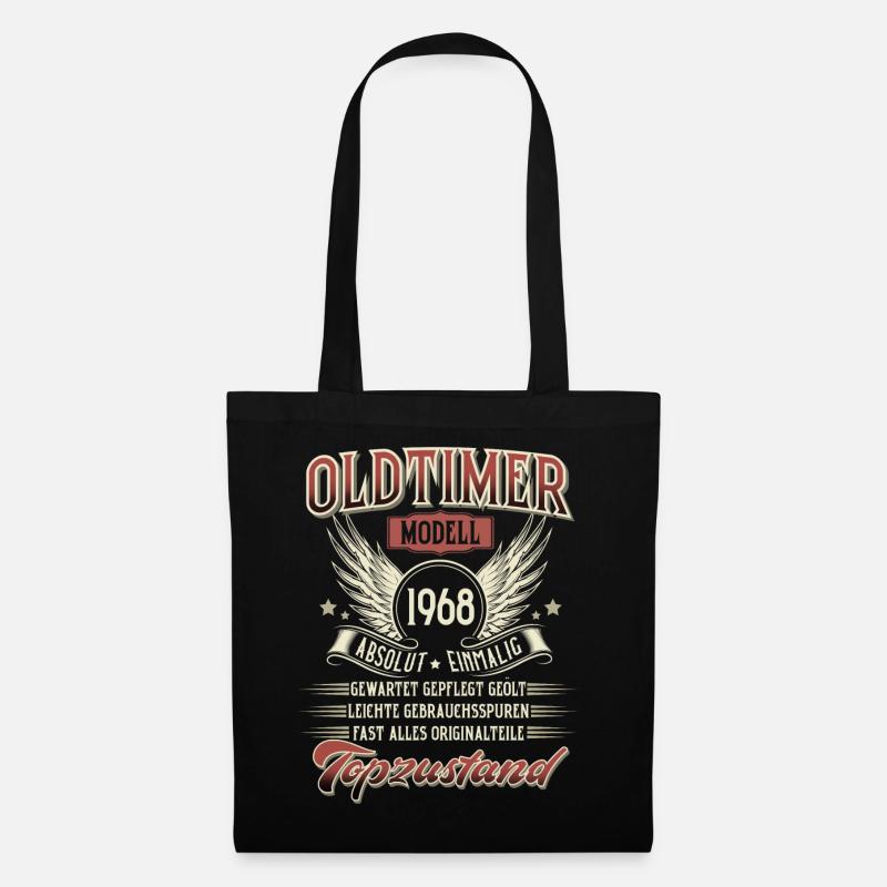 1968 Geboren Geburtstag Oldtimer - Stoffbeutel - Schwarz