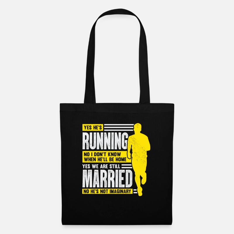 Läufer Marathonläufer Ehefrau Frau Geschenk - Stoffbeutel - Schwarz