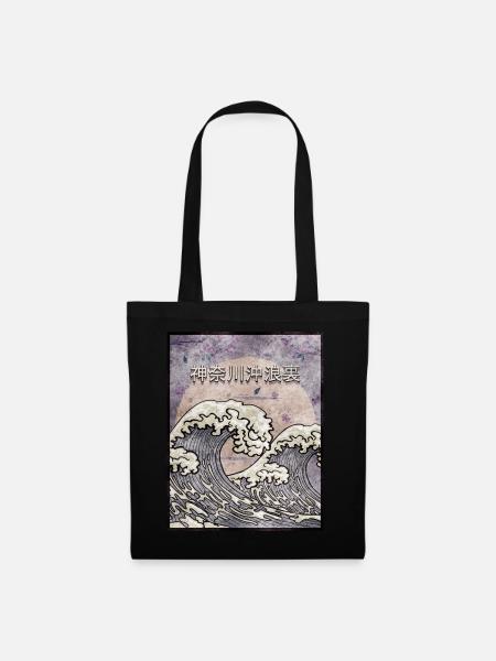 Kanagawa Wave Japanische Ästhetik Vintage Geschenk - Stoffbeutel - Schwarz