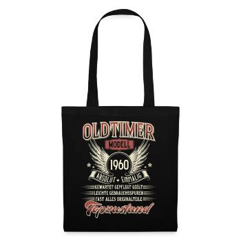 1960 Geboren Geburtstag Oldtimer - Stoffbeutel - Schwarz - Vorne