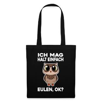 Ich mag halt einfach Eulen - Stoffbeutel - Schwarz - Vorne