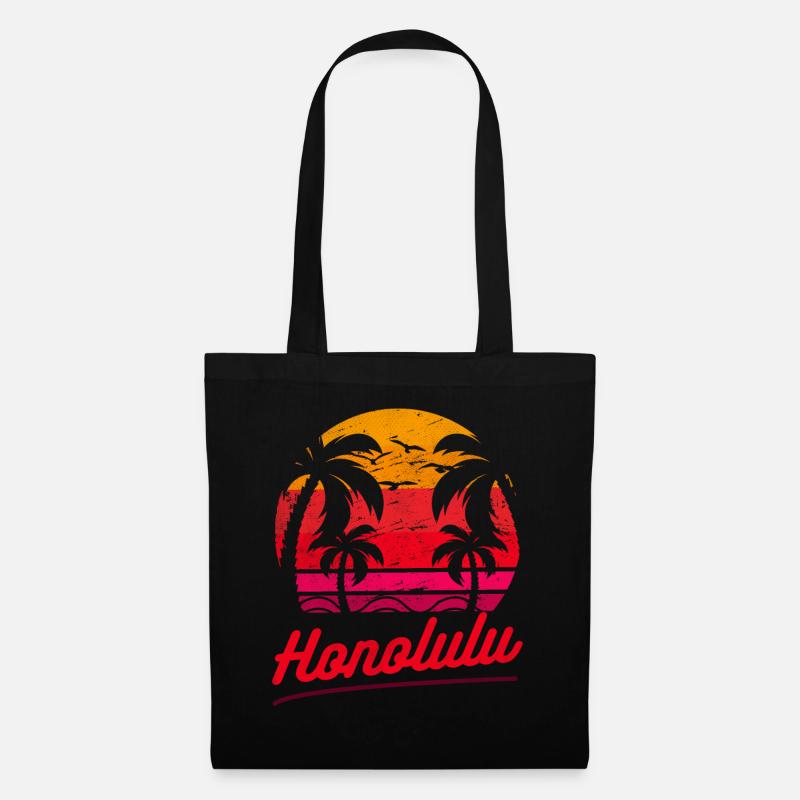 Honolulu Vacation Surf Beach Tropical Summer - Stoffbeutel - Schwarz