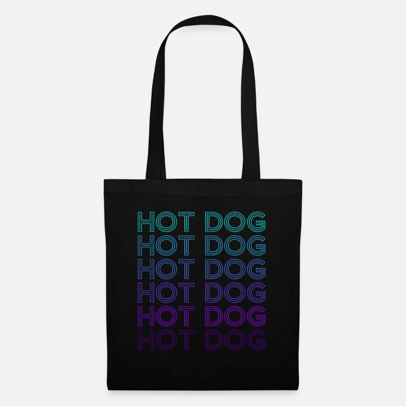 Hot Dog Retro - Stoffbeutel - Schwarz
