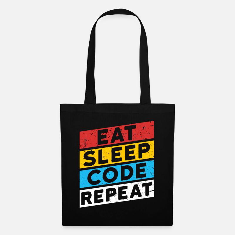 CODE CODER CODING Spruch | EAT SLEEP CODE REPEAT - Stoffbeutel - Schwarz