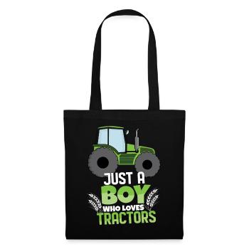 Farm Farmer Rancher Drive Just Boy Loves Tractor - Stoffbeutel - Schwarz - Vorne