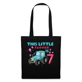 Birth Born Age 7 Year Old Little Farmer Tractor - Stoffbeutel - Schwarz - Vorne