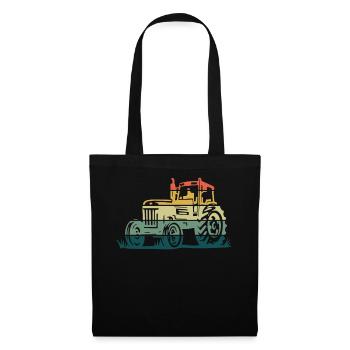 Farm Farmer Rancher Retro Vintage Tracteur - Sac en tissu - noir - Devant