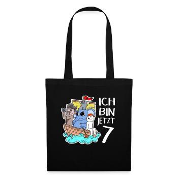 Geburtstag 7 Jahre Piraten Geschenk - Stoffbeutel - Schwarz - Vorne