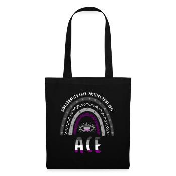 Boho Regenbogen Ace Pride - Stoffbeutel - Schwarz - Vorne