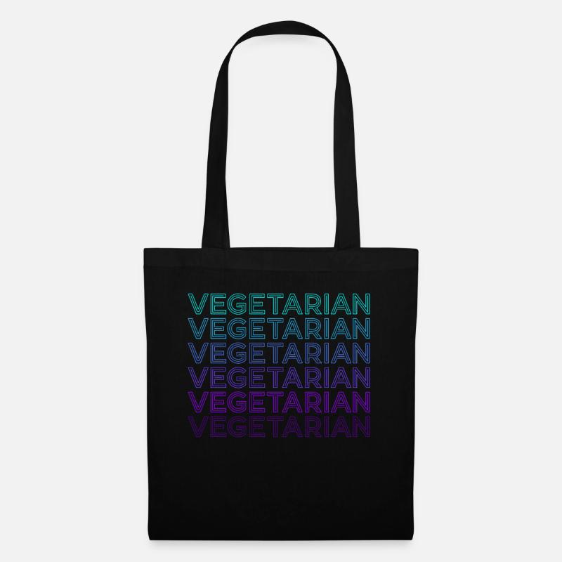 Vegetarisch Retro - Stoffbeutel - Schwarz
