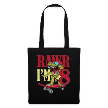 Birth Born Age 8 Years Old Dinosaur Skateboard - Tote Bag - black - Front