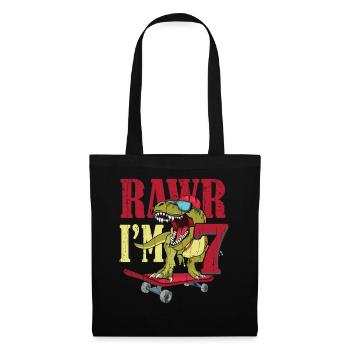 Birth Born Age 7 Years Old Dinosaur Skateboard - Tote Bag - black - Front