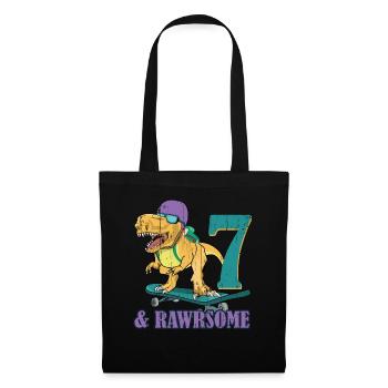 Birth Born Age 7 Years Old Skateboard Dinosaur - Tote Bag - black - Front