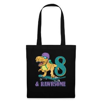 Birth Born Age 8 Years Old Skateboard Dinosaur - Tote Bag - black - Front