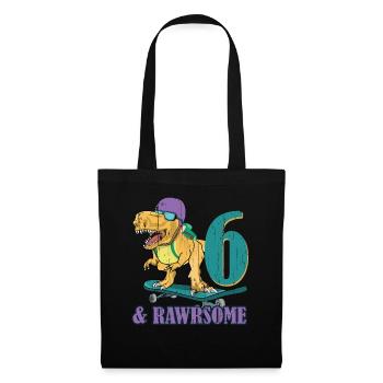 Birth Born Age 6 Years Old Skateboard Dinosaur - Tote Bag - black - Front