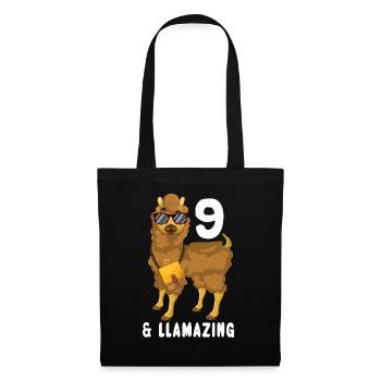 Kawaii Naissance Né Age 9 Ans Alpaga Llama - Sac en tissu - noir - Devant