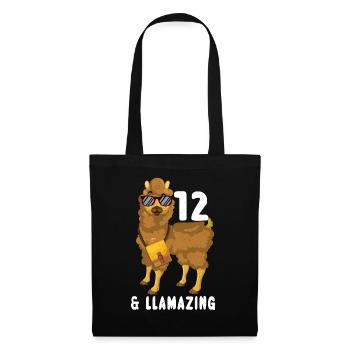 Kawaii Naissance Né Age 12 Ans Alpaga Llama - Sac en tissu - noir - Devant