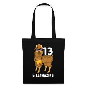 Kawaii Naissance Né Age 13 Ans Alpaga Llama - Sac en tissu - noir - Devant