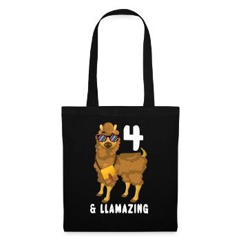 Kawaii Naissance Né 4 ans Alpaga Llama - Sac en tissu - noir - Devant