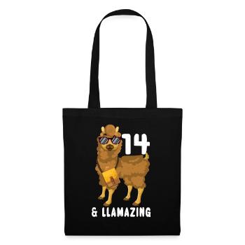 Kawaii Naissance Né Age 14 Ans Alpaga Llama - Sac en tissu - noir - Devant