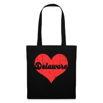 America Citizen US State Flag Heart Love Delaware - Stoffbeutel - Schwarz - Vorne